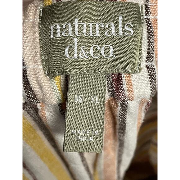 Naturals d&co Pants Womens XL Striped Linen Blend Drawstring Wide Leg Pockets - Picture 8 of 10